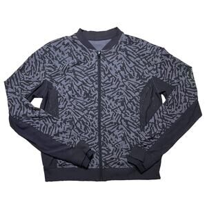 Lululemon Noir Jacket II Biggie Brushed Animal Coal Black Mesh Size 10